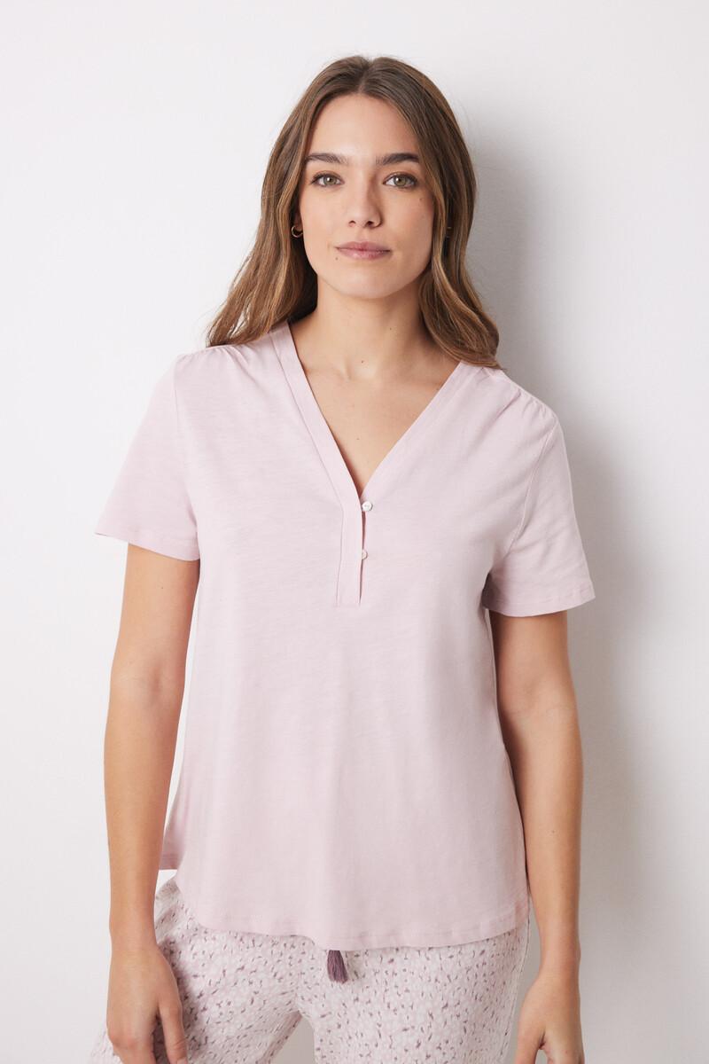 women'secret Camiseta manga corta 100% algodón rosa Último día
