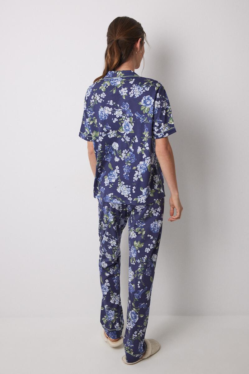 women'secret Pijama camisero 100% algodón azul flores Envío internacional gratuito