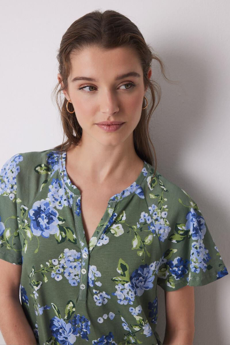 women'secret Camisón midi 100% algodón verde flores Limitado a 3 días