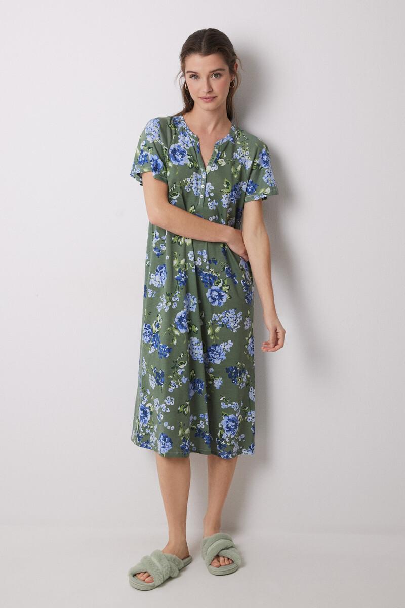 women'secret Camisón midi 100% algodón verde flores Limitado a 3 días