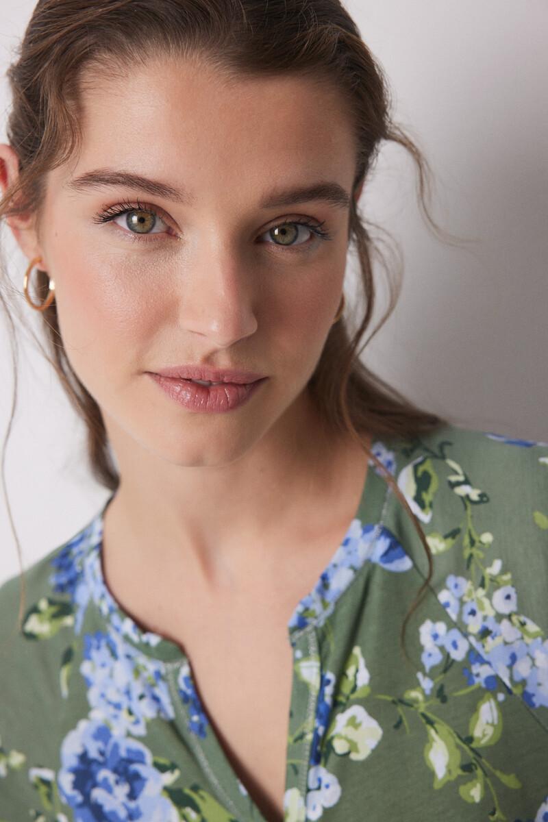 women'secret Camisón midi 100% algodón verde flores Limitado a 3 días