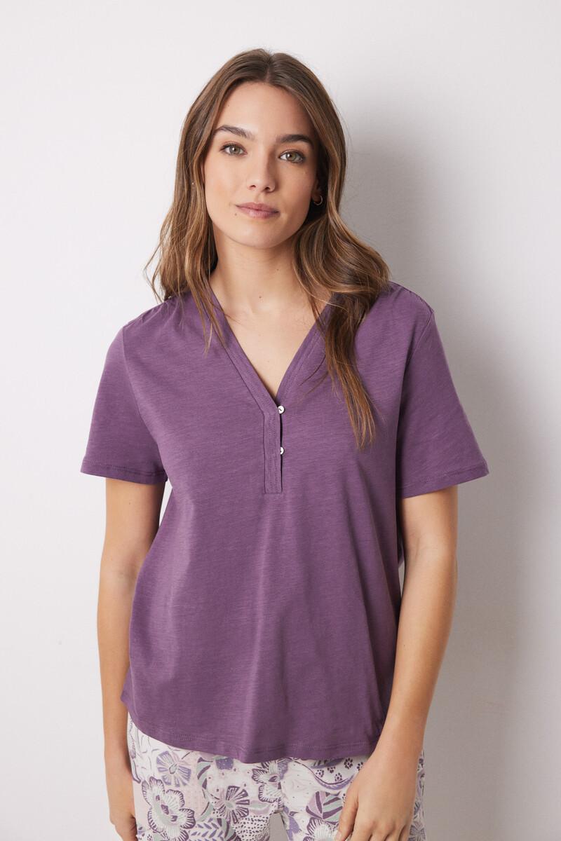 women'secret Camiseta manga corta 100% algodón morado En oferta