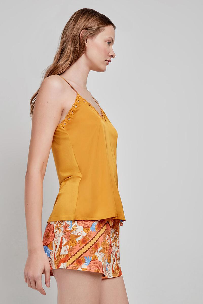 women'secret Camiseta pijama tirantes satinada amarillo Última moda