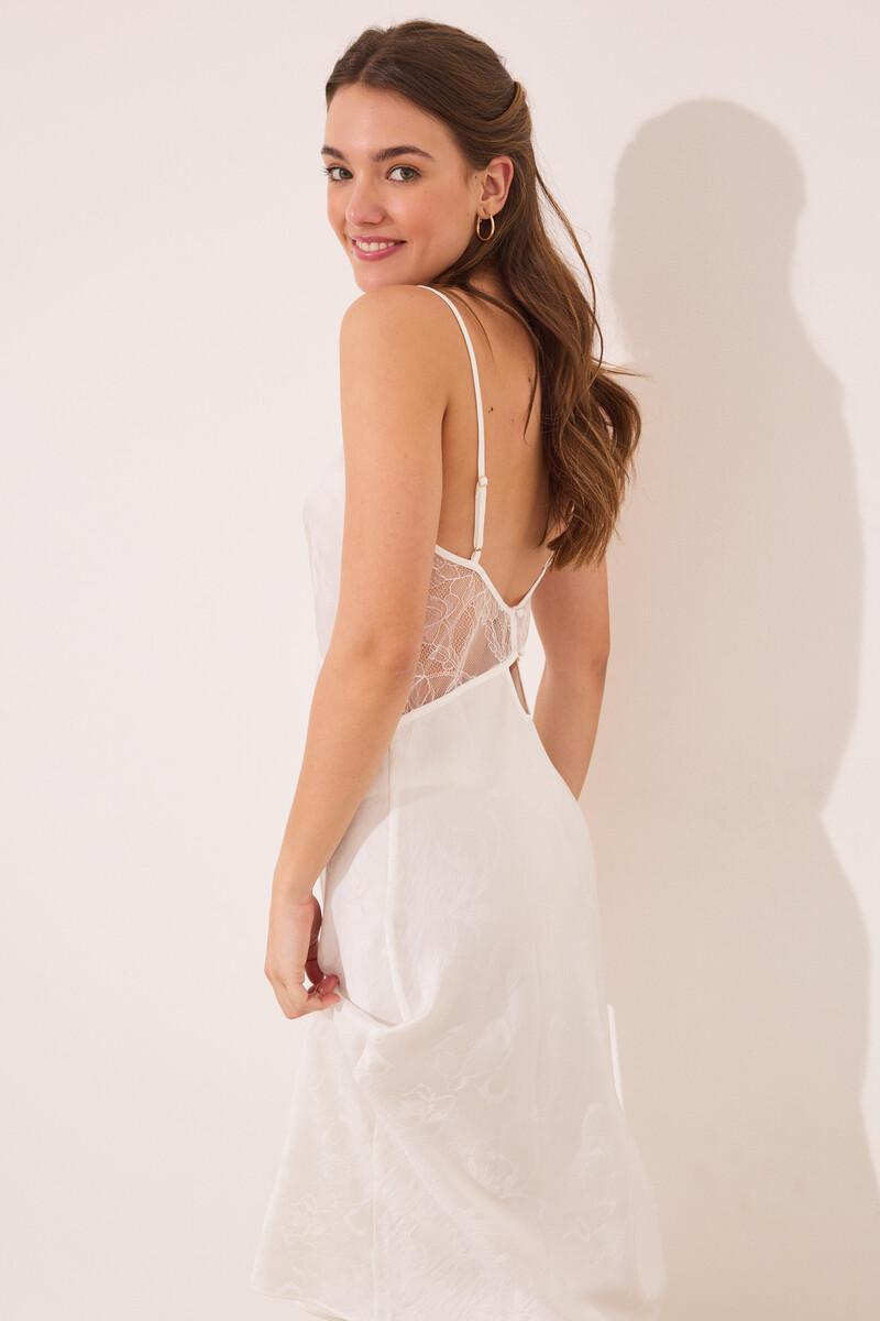 women'secret Camisón midi satén blanco Precio ultrabajo