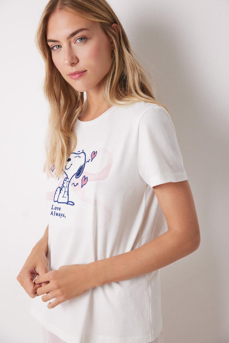women'secret Pijama Capri 100% algodón blanco y rosa Venta caliente