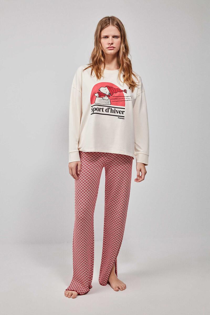 women'secret Camiseta pijama manga larga Snoopy Ventas relámpago