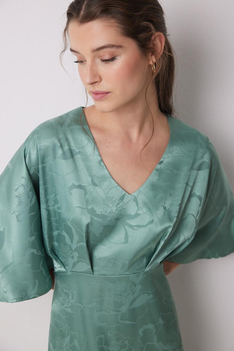 women'secret Vestido caftán satén jacquard verde Envío gratis