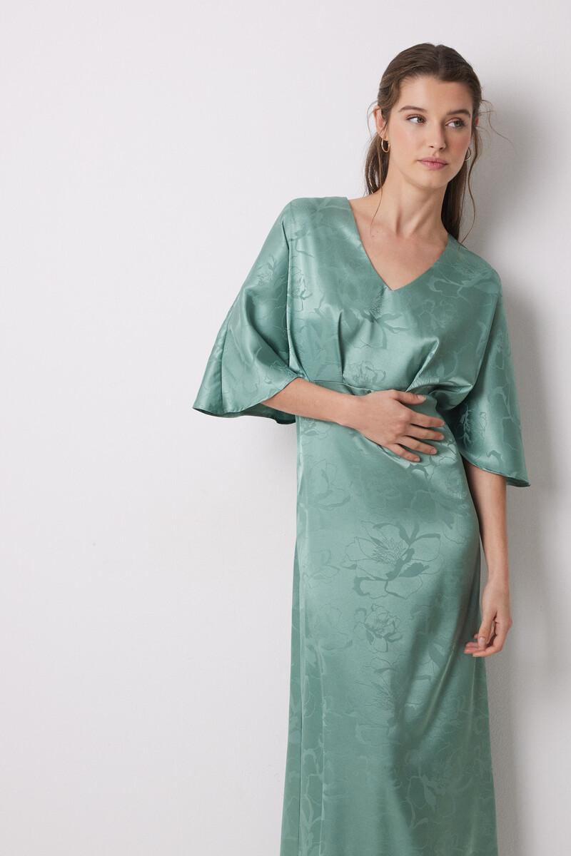women'secret Vestido caftán satén jacquard verde Envío gratis
