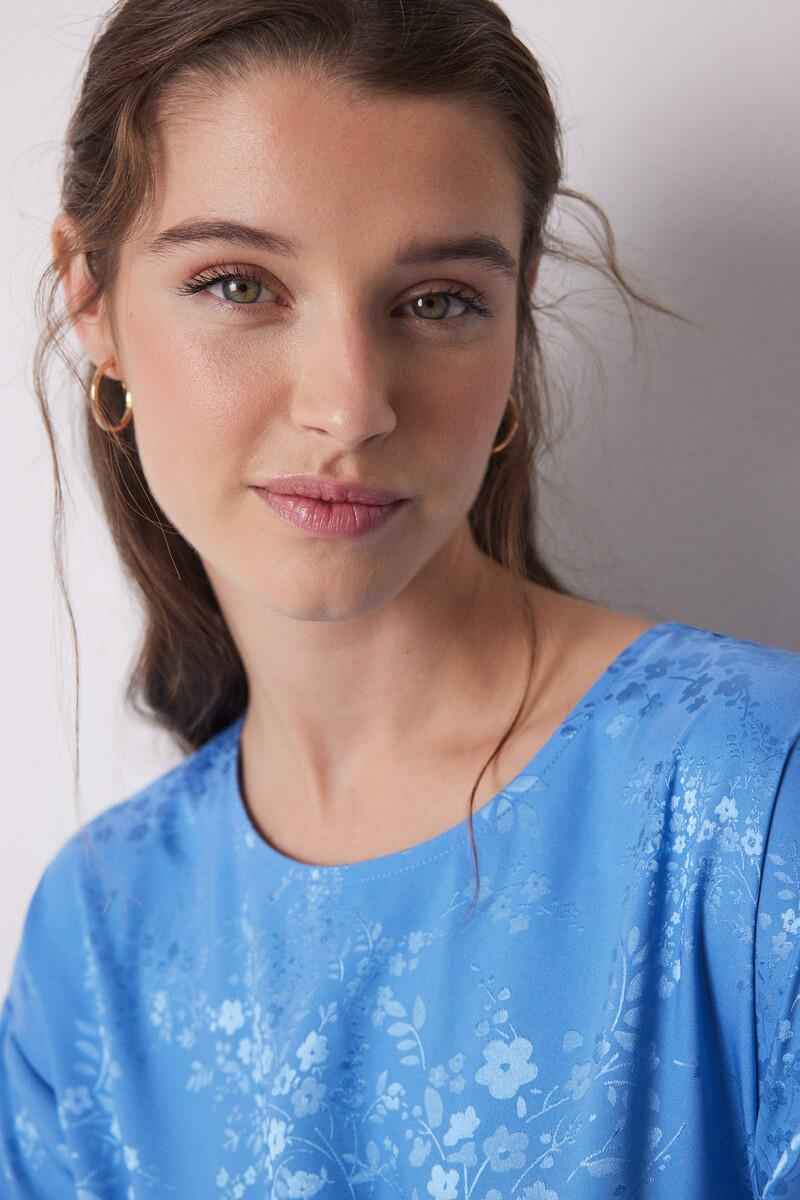 women'secret Vestido caftán satén jacquard azul Oferta especial de fábrica