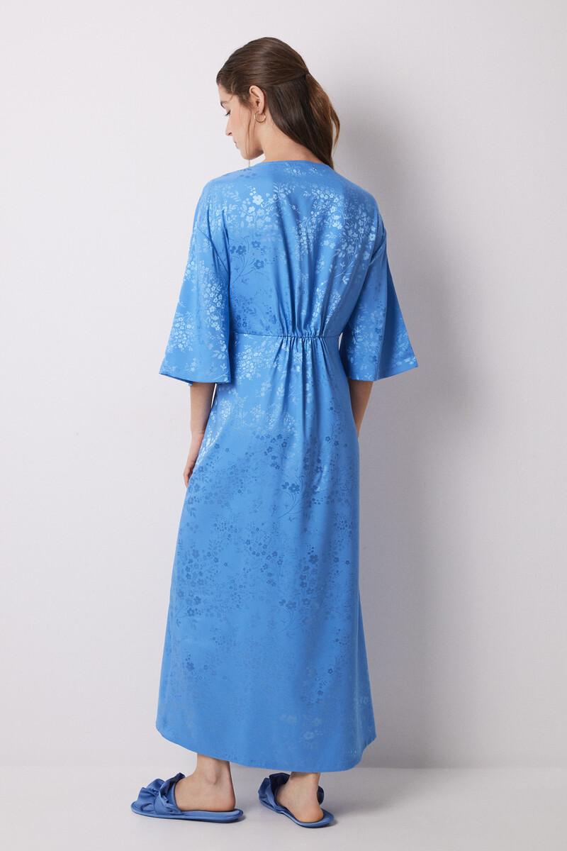 women'secret Vestido caftán satén jacquard azul Oferta especial de fábrica