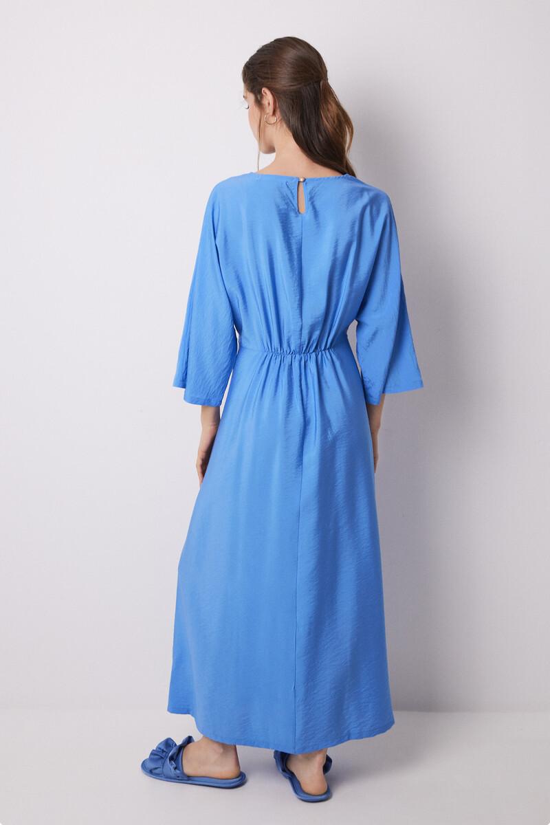 women'secret Vestido caftán satén plisado azul Promoción trimestral