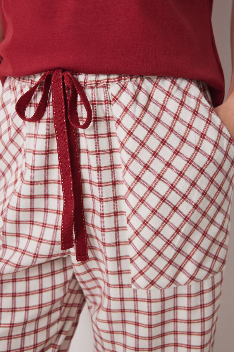 women'secret Pantalón pijama cuadros algodón rojo Envío gratis