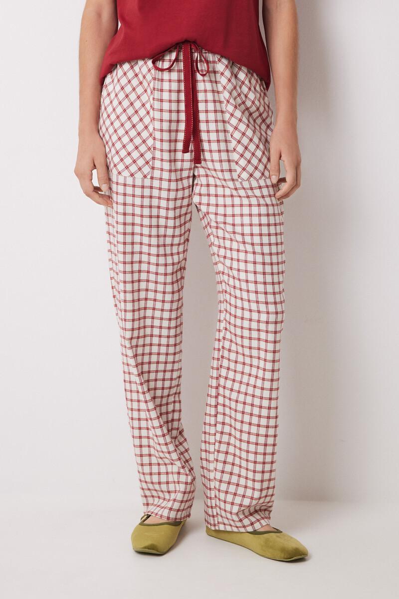 women'secret Pantalón pijama cuadros algodón rojo Envío gratis