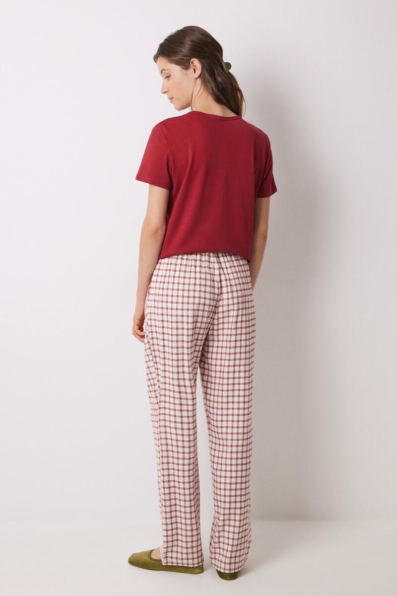 women'secret Pantalón pijama cuadros algodón rojo Envío gratis