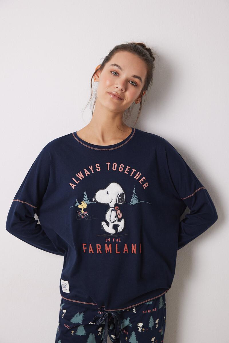 women'secret Pijama largo 100% algodón azul Snoopy ÚLTIMAS EDICIONES