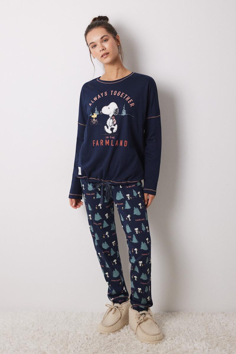 women'secret Pijama largo 100% algodón azul Snoopy ÚLTIMAS EDICIONES