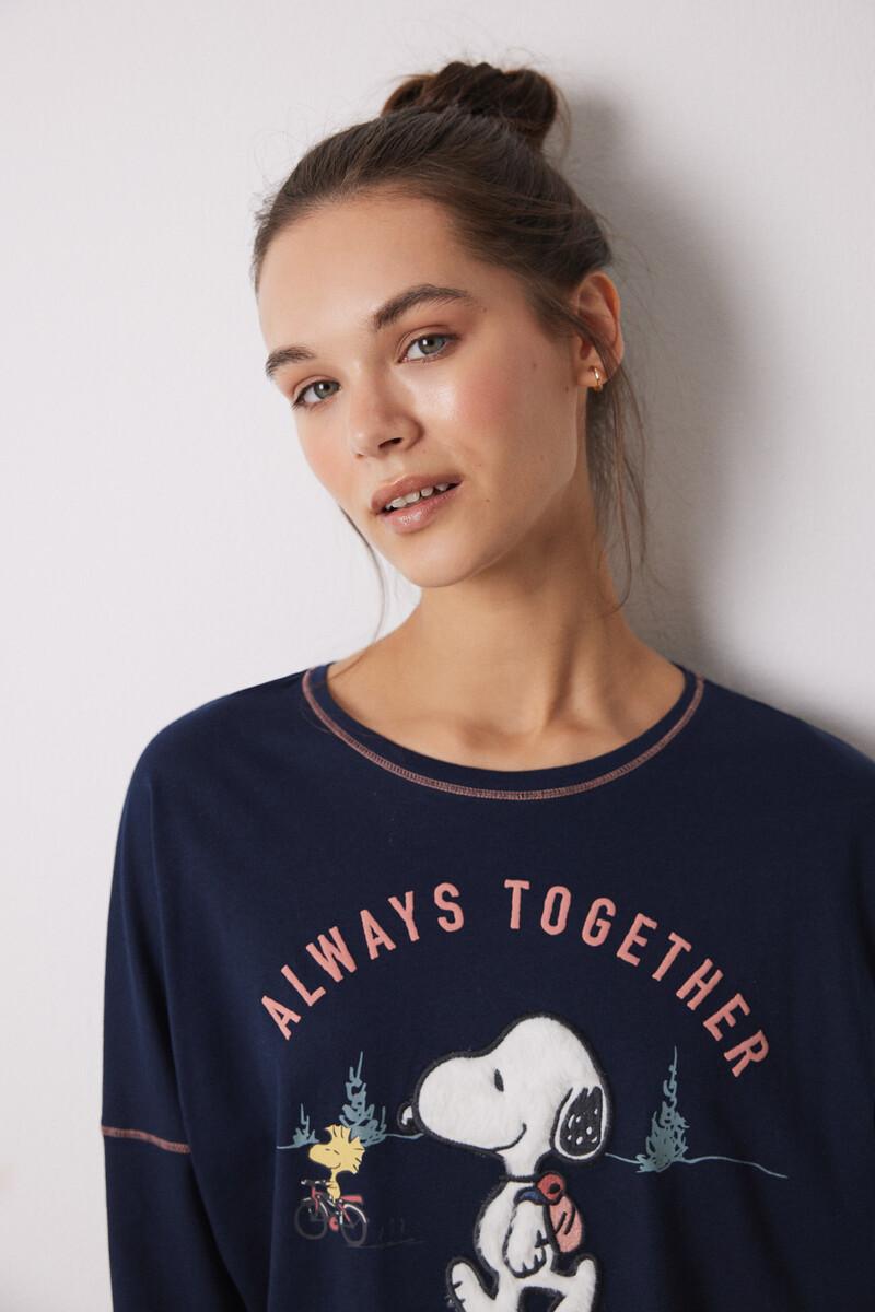 women'secret Pijama largo 100% algodón azul Snoopy ÚLTIMAS EDICIONES