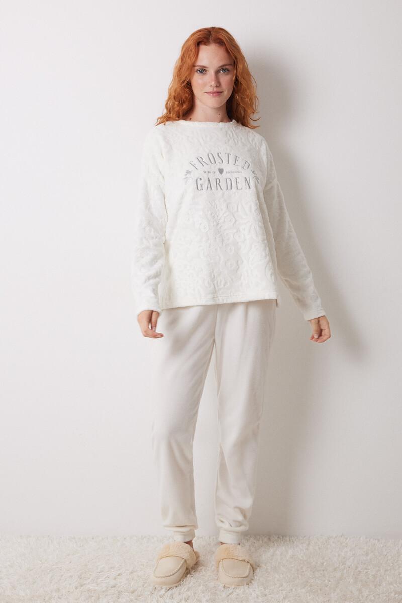 women'secret Pijama largo polar marfil Último día