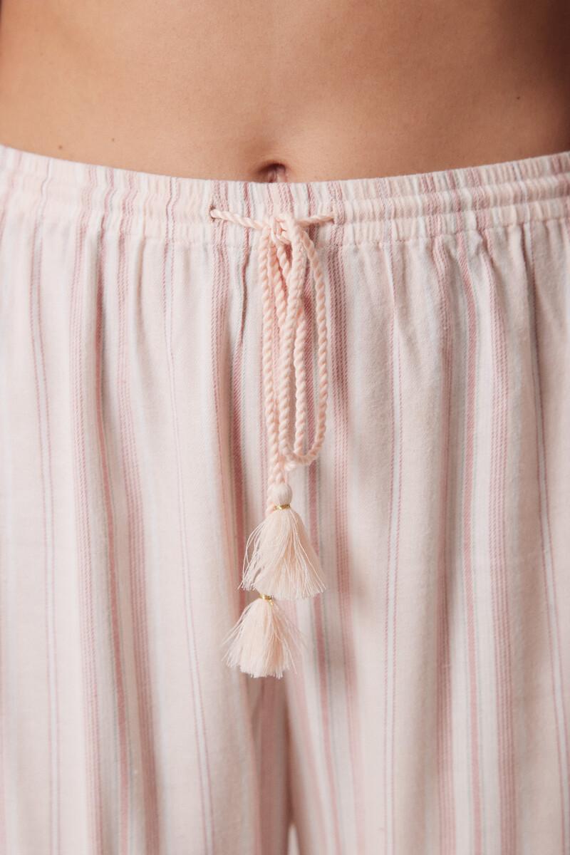 women'secret Pantalón largo franela rayas rosas Precio de fábrica