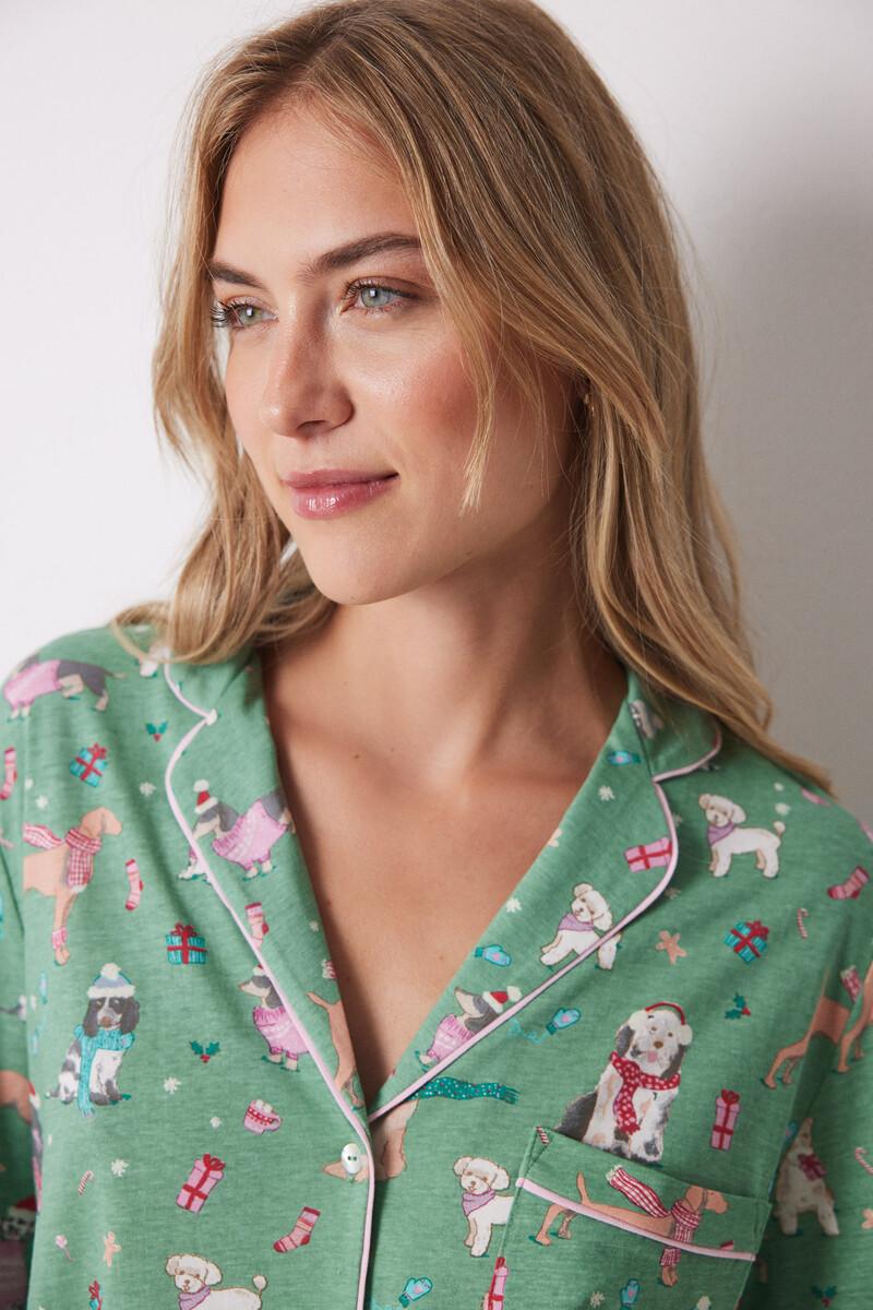 women'secret Pijama camisero 100% algodón perros navideños Solo hoy