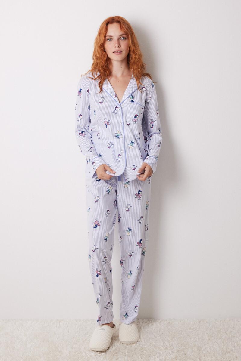 women'secret Pijama camisero largo 100% algodón rayas Snoopy