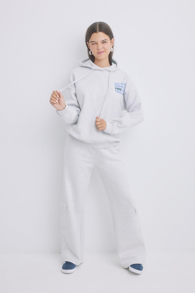 women'secret Sudadera capucha felpa gris logo Promoción trimestral
