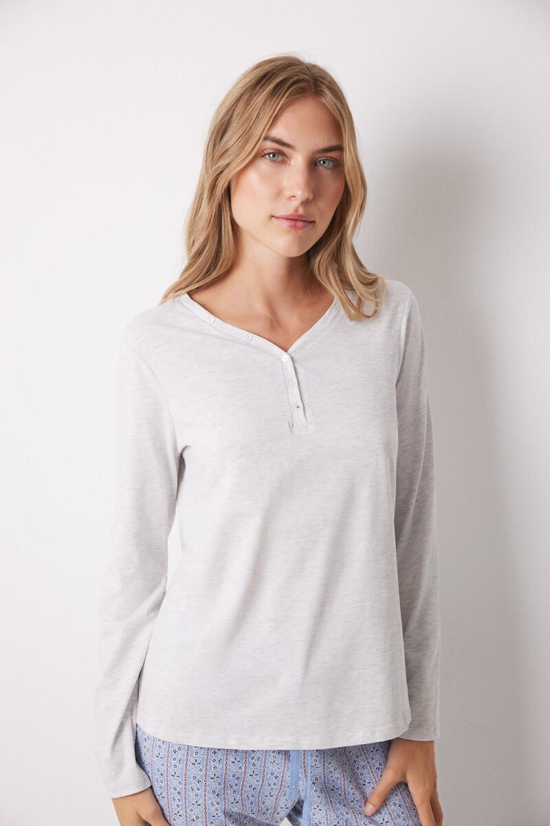 women'secret Camiseta algodón manga larga gris