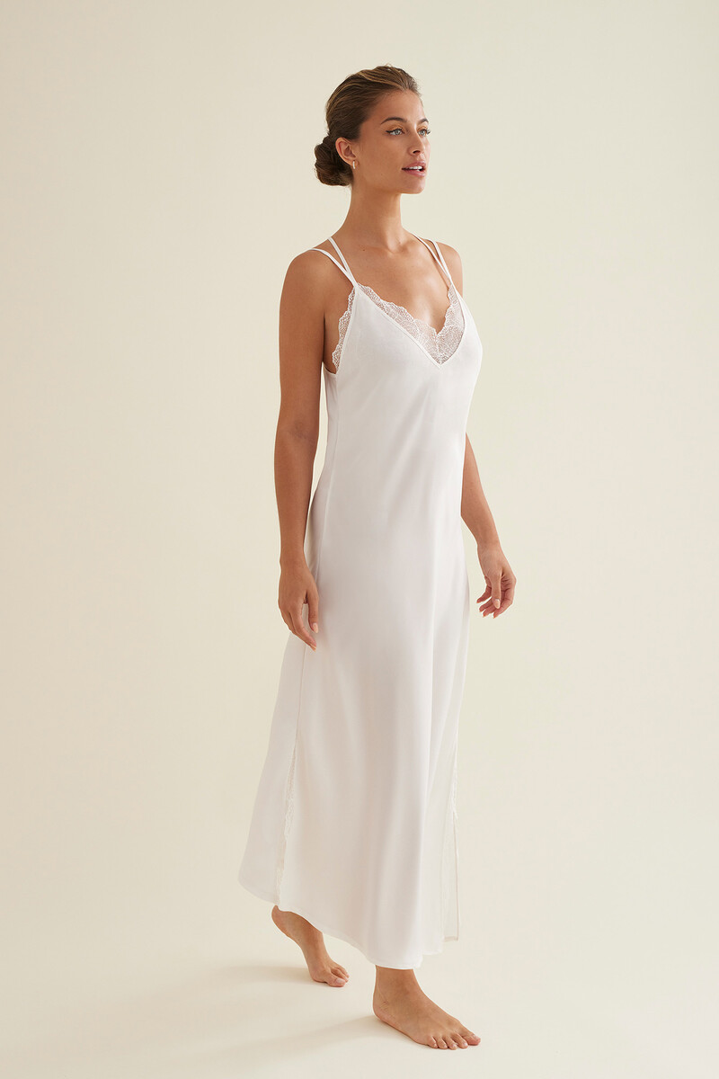 women'secret Camisón Lencero Largo Tirantes Satén Grandes ahorros