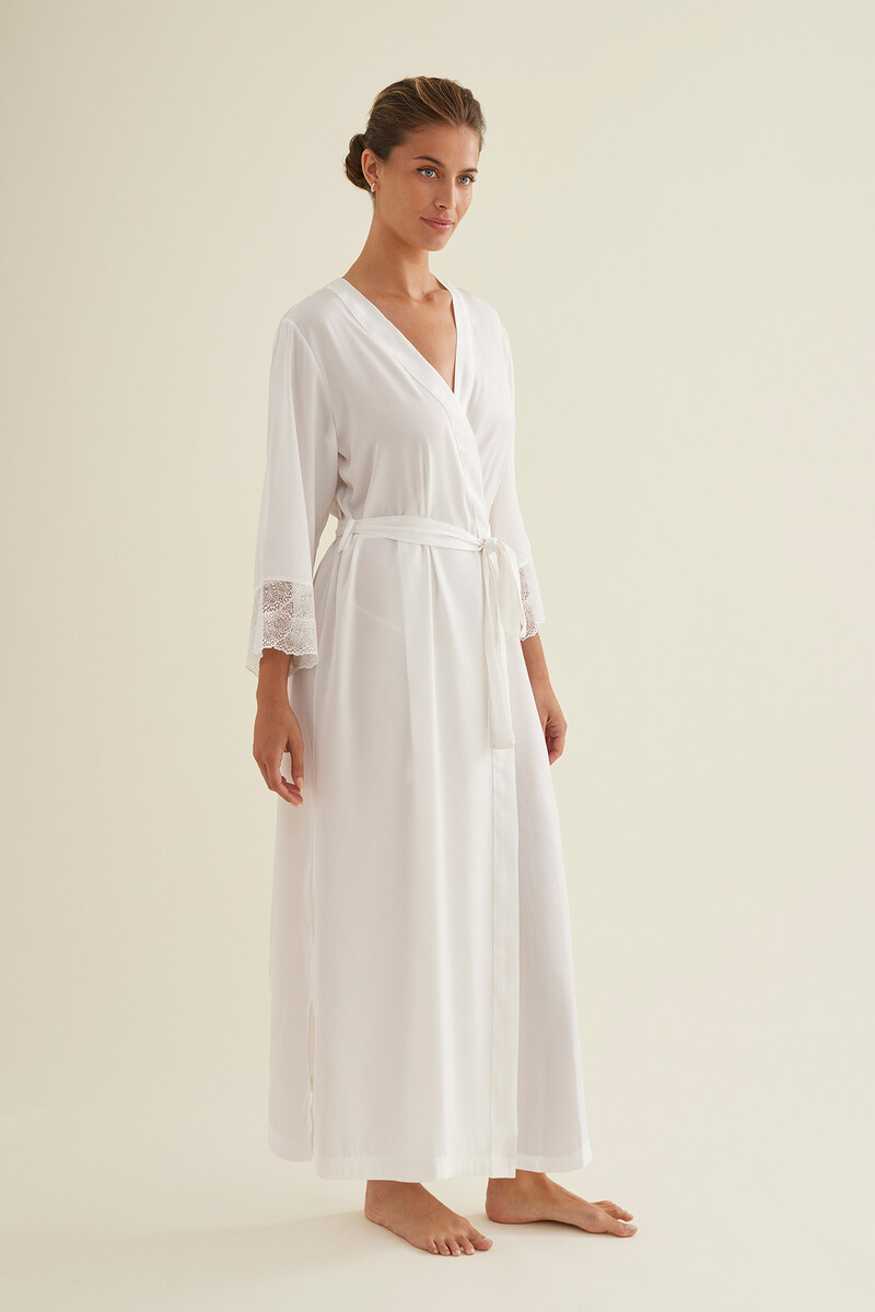 women'secret Bata Lencera Kimono Larga Satén Rebajas de fin de temporada