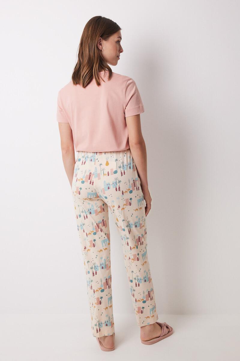women'secret Pantalón largo 100% algodón marfil Rebajas top