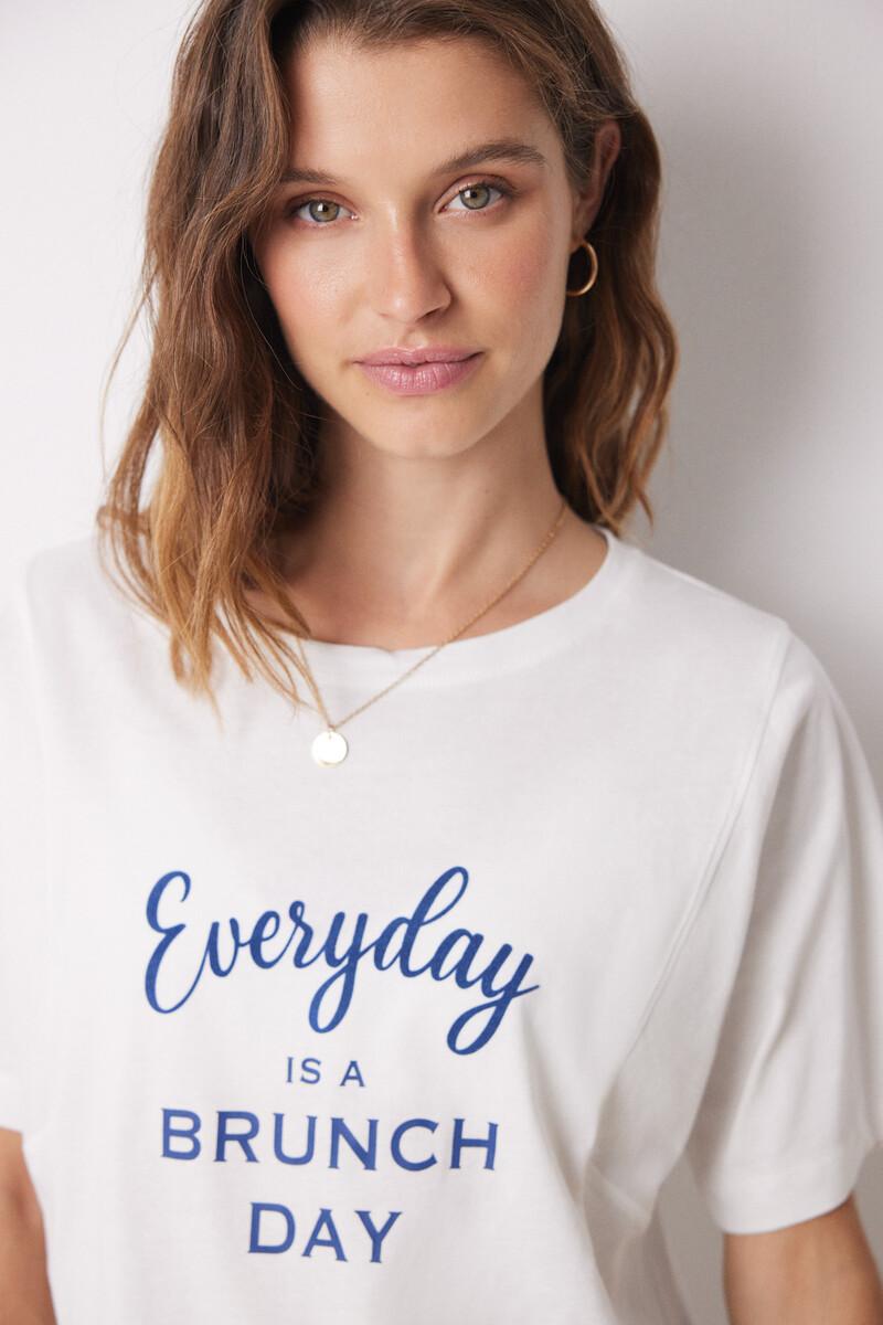 women'secret Camiseta manga corta 100% algodón marfil Últimos 3 días