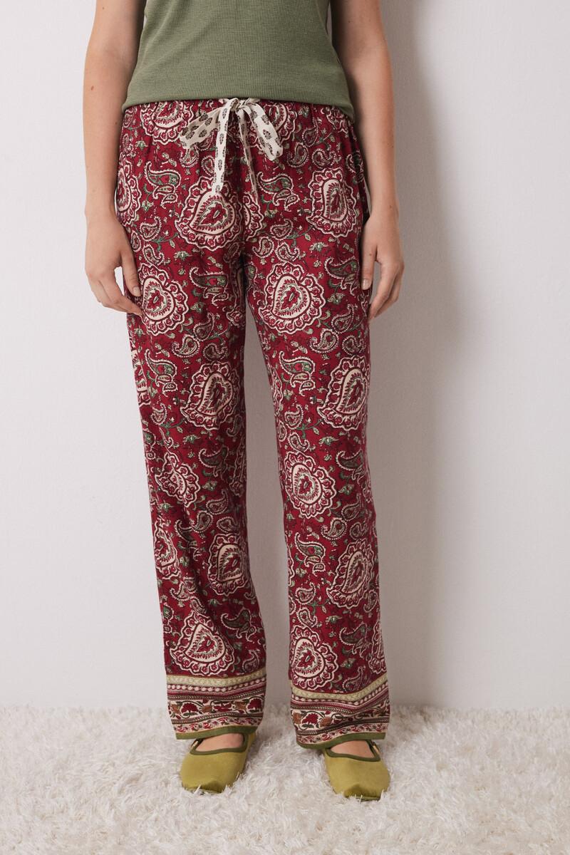 women'secret Pantalón pijama paisley algodón rojo Última moda
