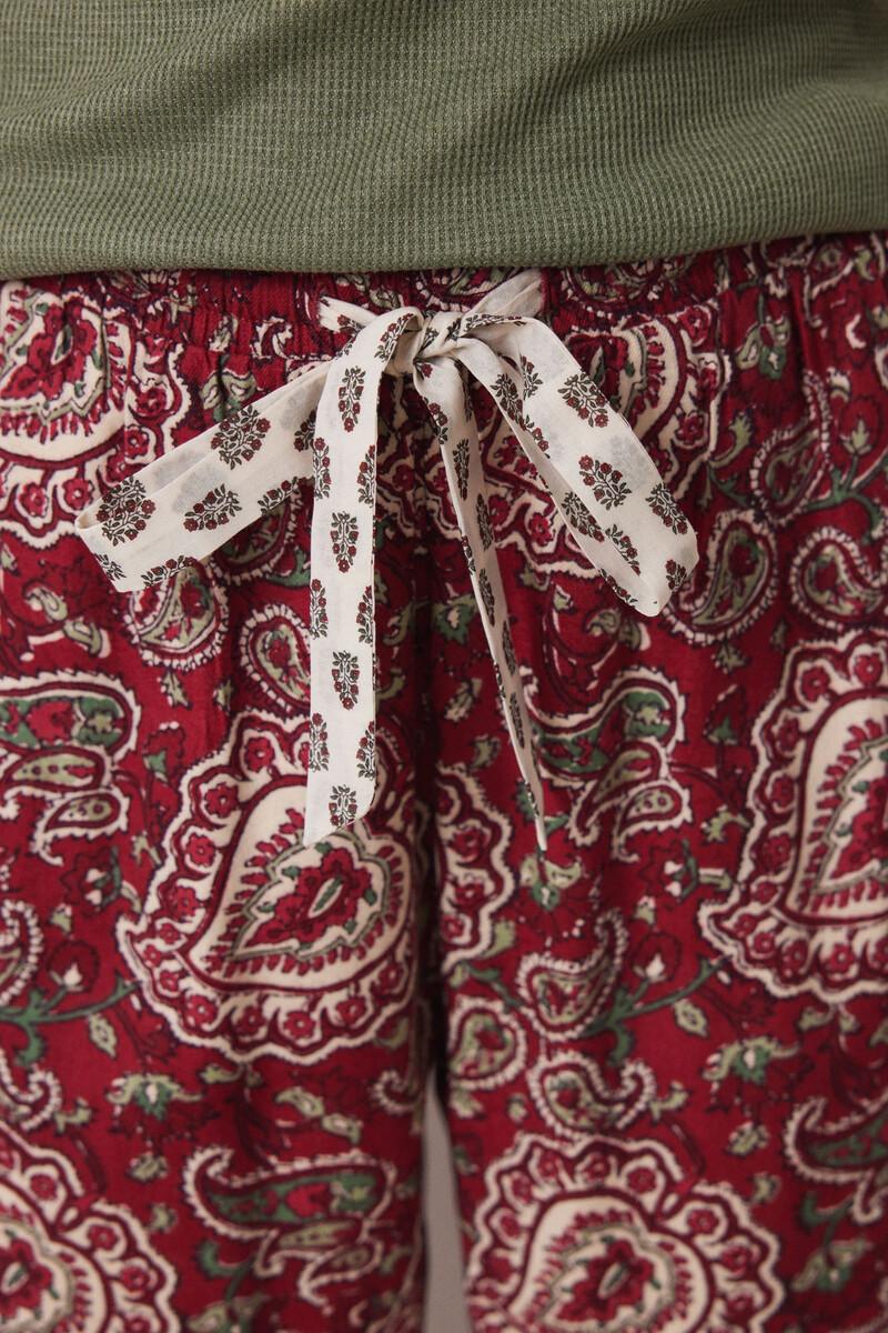 women'secret Pantalón pijama paisley algodón rojo Última moda