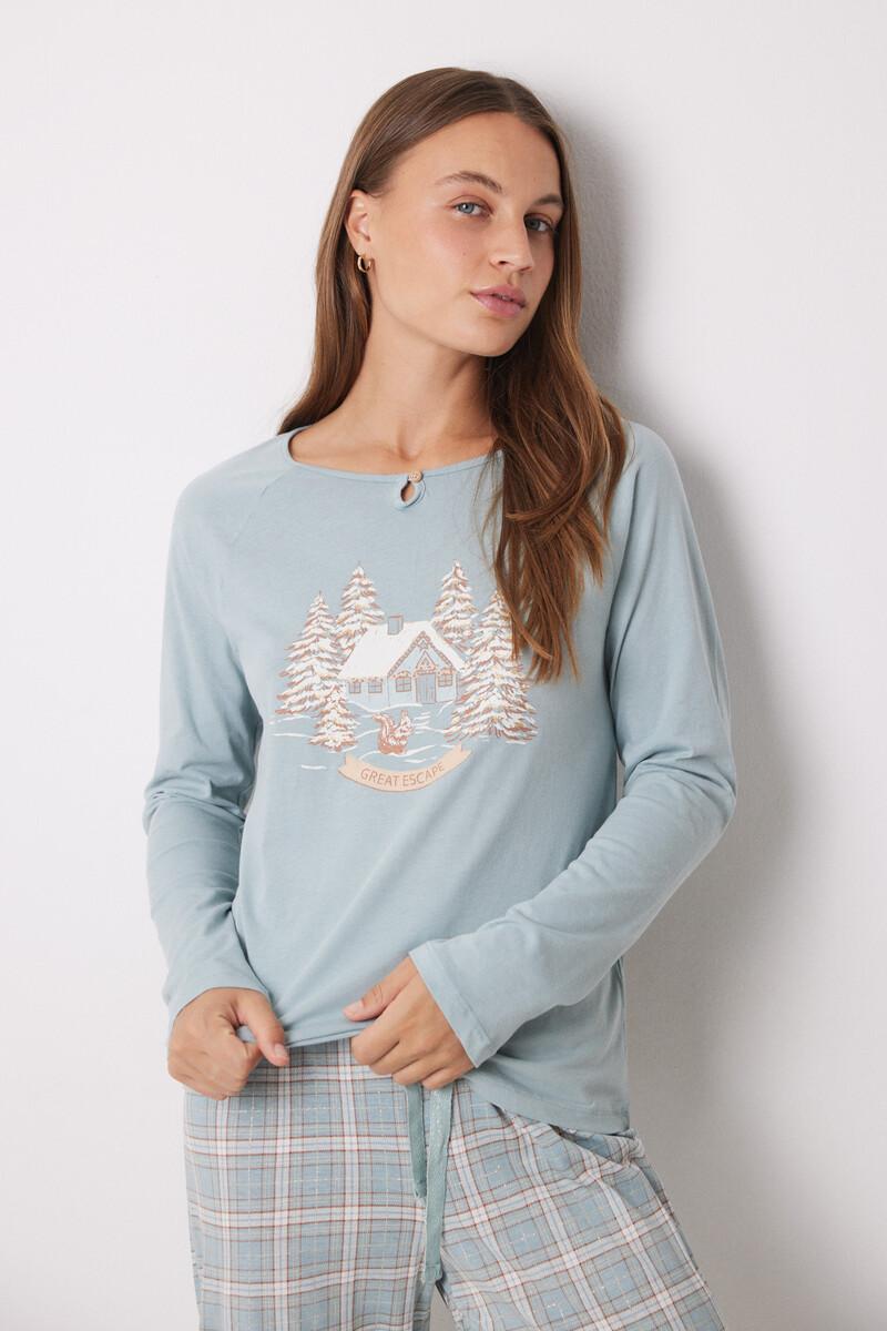 women'secret Pijama largo 100% algodón cuadros navideños Ofertas de temporada