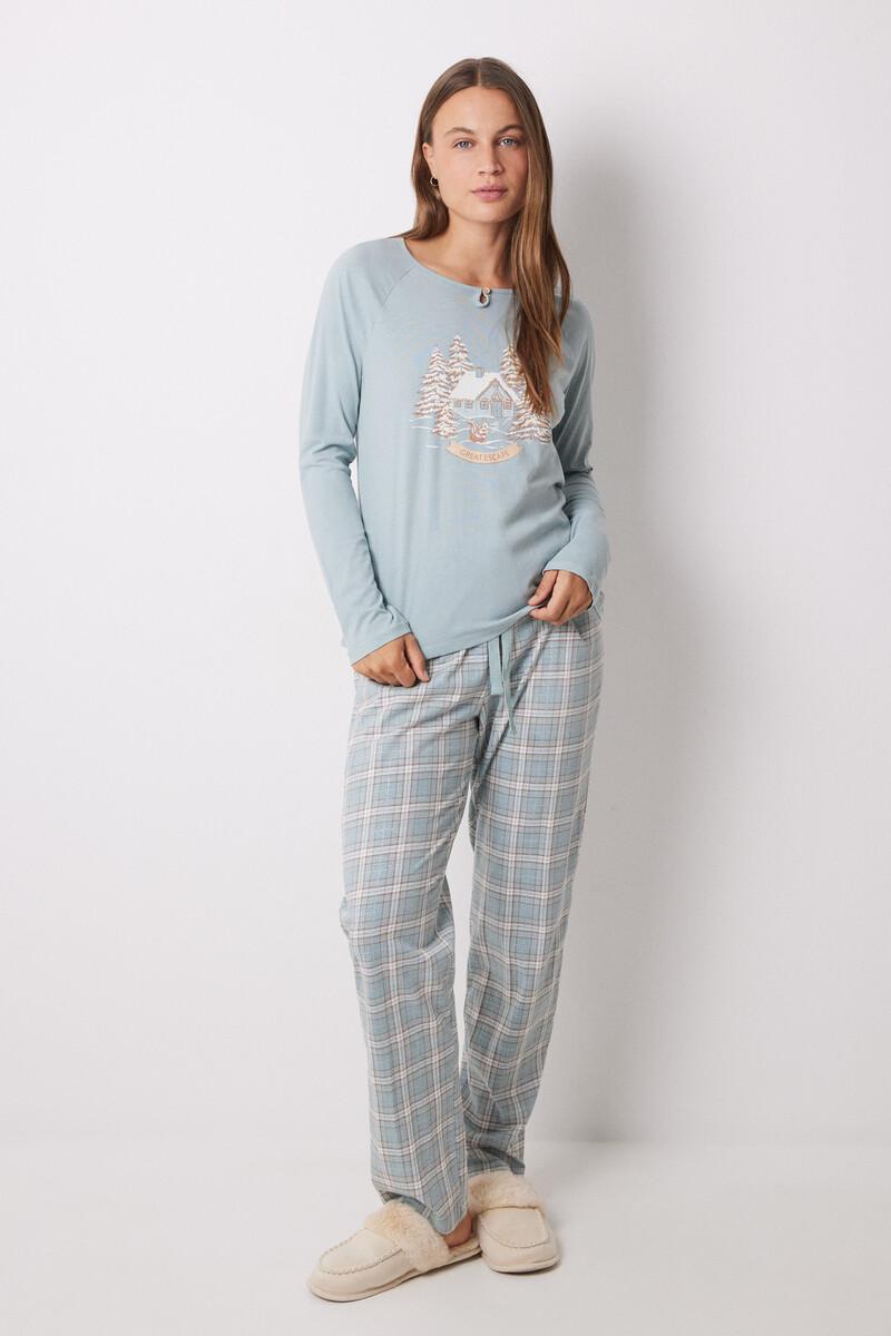women'secret Pijama largo 100% algodón cuadros navideños Ofertas de temporada