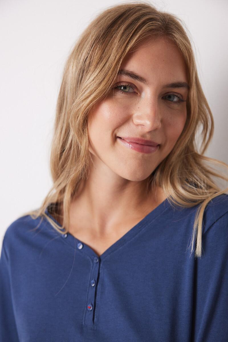 women'secret Camiseta algodón manga larga azul Rebajas de fin de temporada