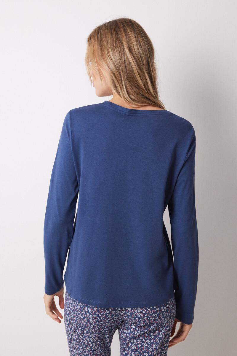 women'secret Camiseta algodón manga larga azul Rebajas de fin de temporada