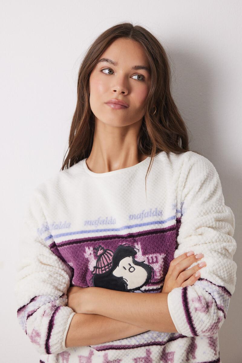 women'secret Pijama largo terciopelo relieve Mafalda 2025