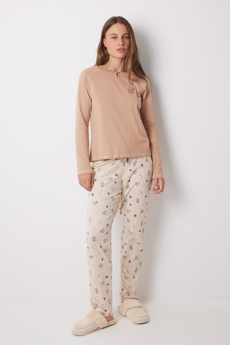 women'secret Pijama largo 100% algodón motivos navideños En línea