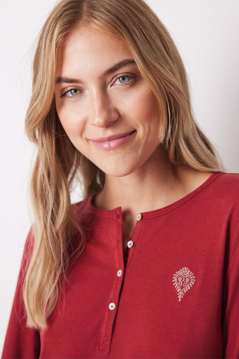 women'secret Camiseta manga larga 100% algodón rojo Venta caliente