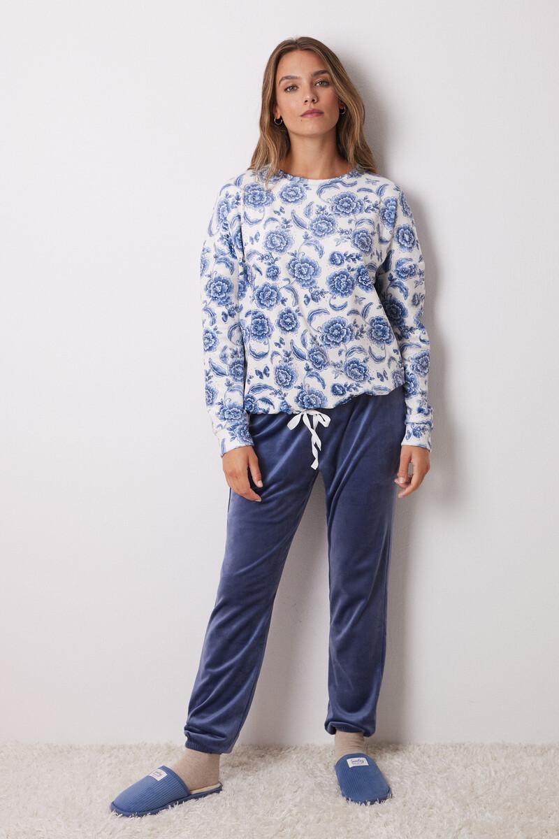 women'secret Pijama largo terciopelo elástico suave Descuento