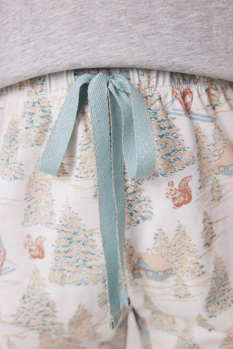 women'secret Pijama largo 100% algodón motivos navideños gris Tienda