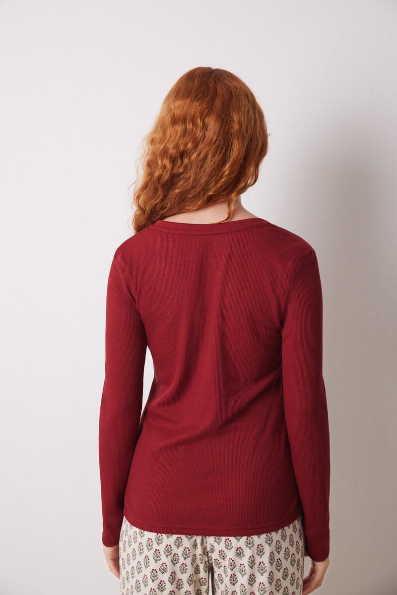 women'secret Camiseta manga larga tejido waffle rojo Últimos 2 días