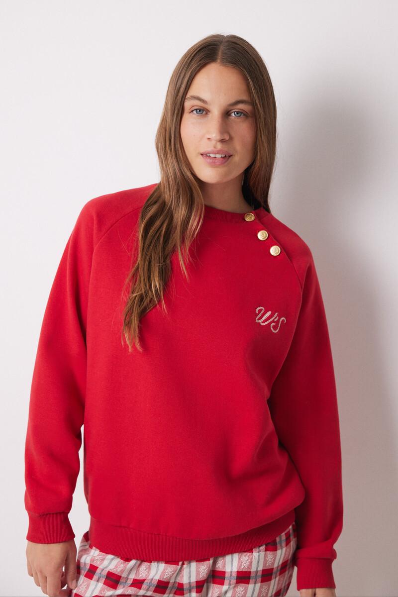 women'secret Sudadera felpa algodón roja Promoción por tiempo limitado