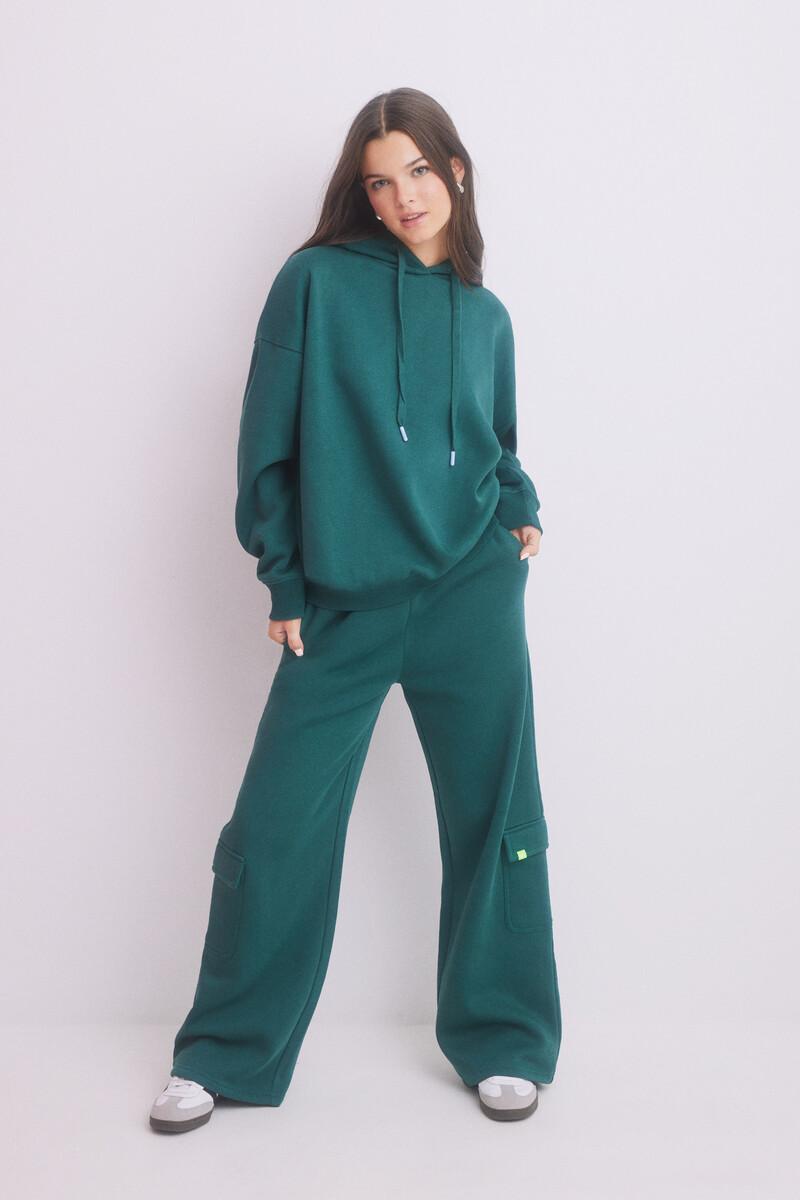 women'secret Sudadera capucha felpa verde logo Solo hoy