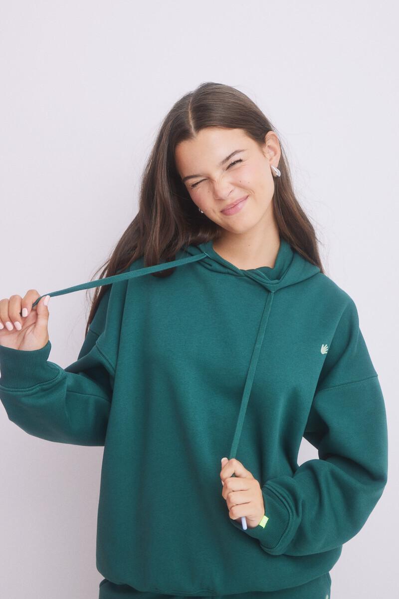women'secret Sudadera capucha felpa verde logo Solo hoy