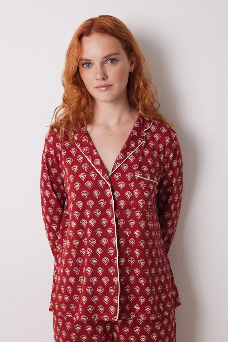 women'secret Pijama camisero largo rojo corazones Oferta especial de fábrica