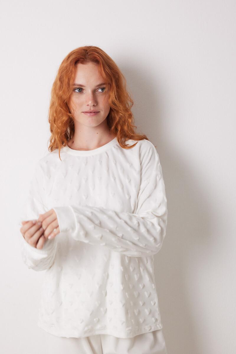 women'secret Pijama largo terciopelo suave blanco Liquidación