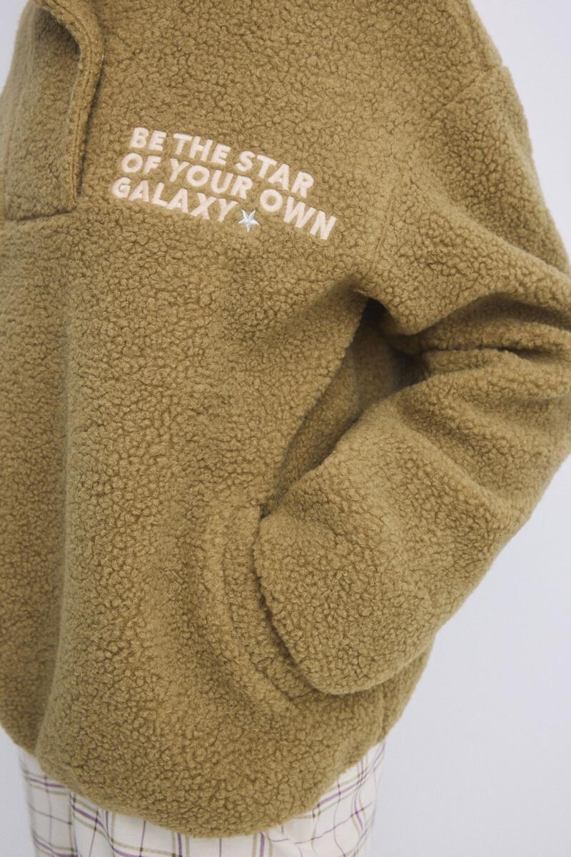 women'secret Sudadera corta borreguito kaki Tienda de fábrica