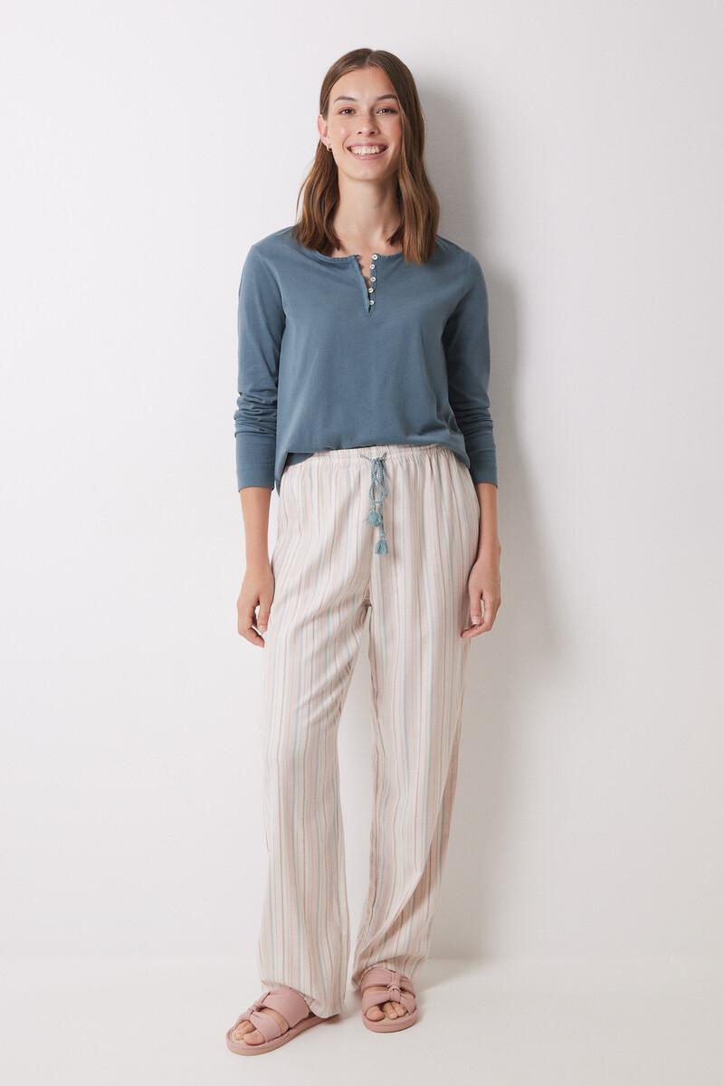 women'secret Pantalón largo franela rayas multicolor